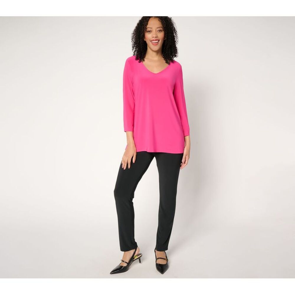 Women Control Women's Petite Set PM Knit Top & Pant Pink